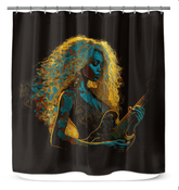 SurArt 129 shower curtain with modern art design creating an elegant bathroom atmosphere